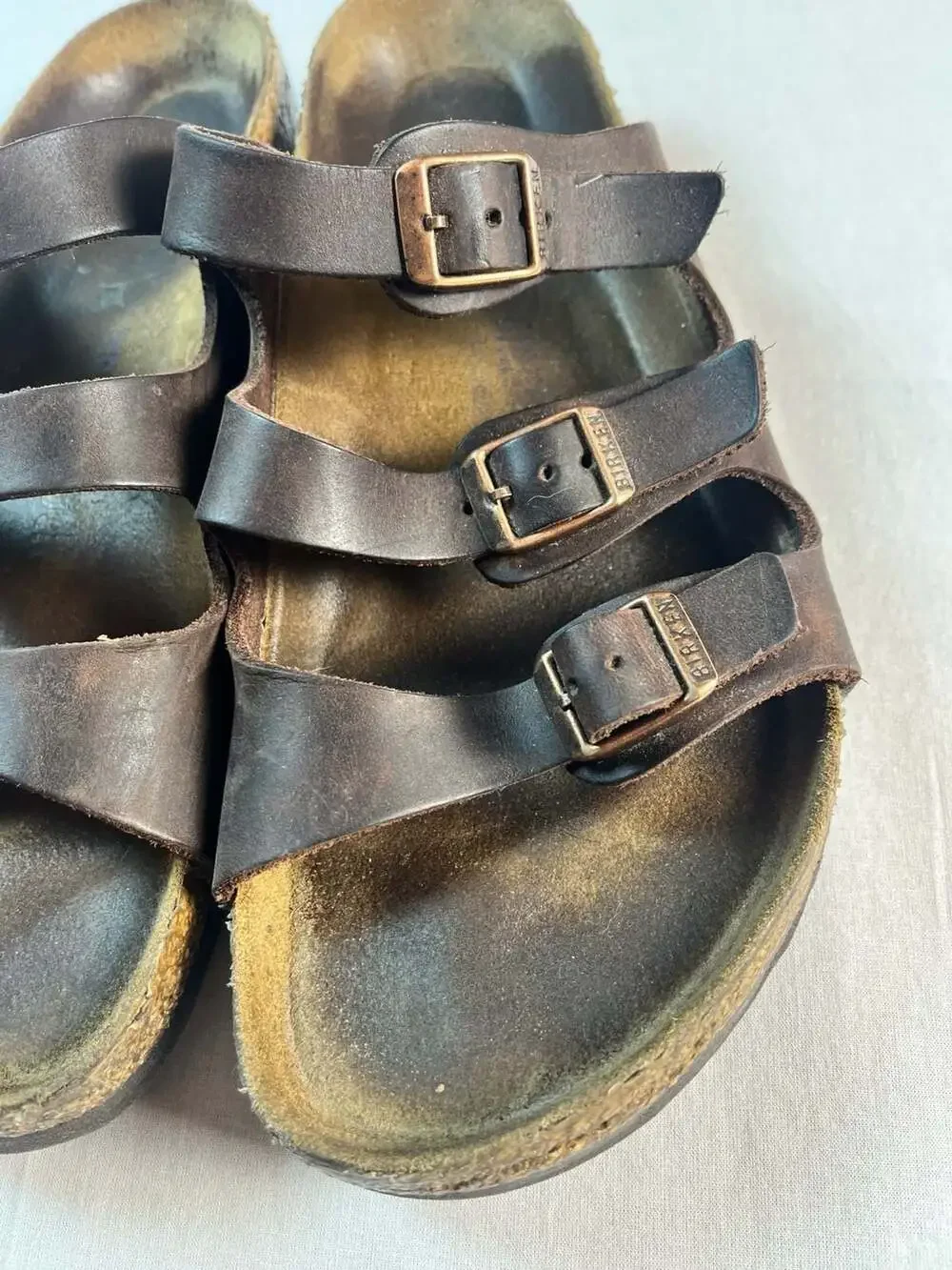Birkenstock Florida Three-Strap Brown Oiled Leather Sandals 41